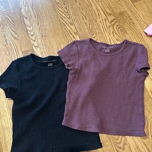 American eagle waffle crop tees sz small.  Burgundy and black